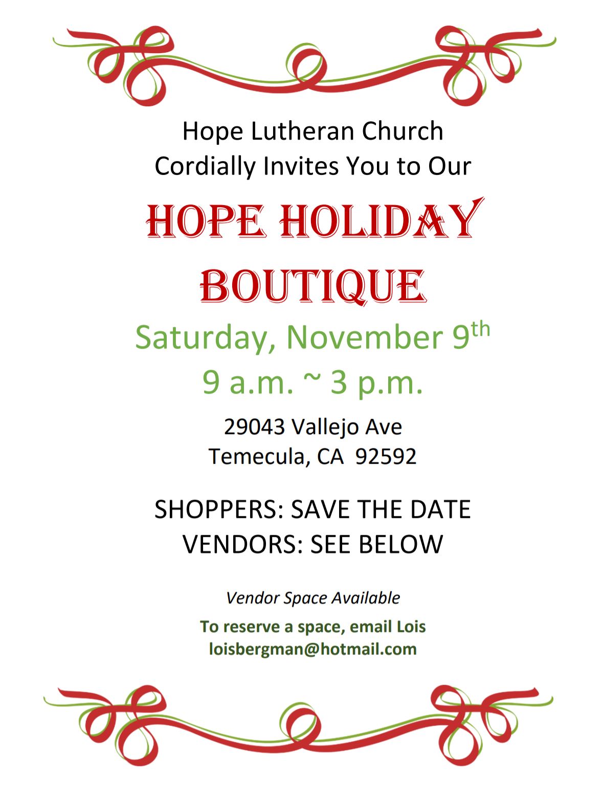 HopeLutheranCraftFairFlyer2019